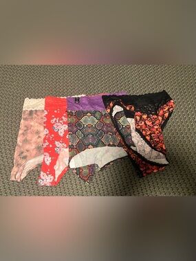 Women's Mixed-Print Lace-Trim Bikini Panties - Assorted Colors